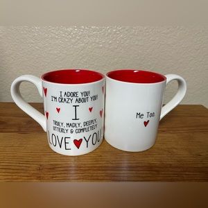 Our Name Is Mud “I Love You” Set of 2 Valentines Day Mugs.
